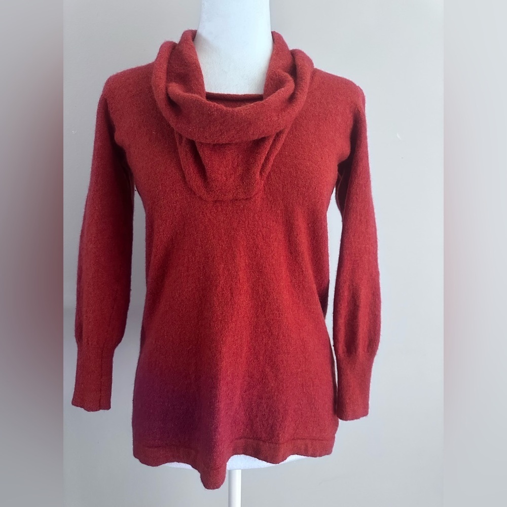 Susan Bristol 100% Merino Wool Cowl Neck Sweater Women’s SZ Large Dark Orange